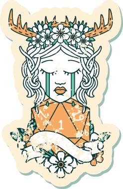 Retro Dövme Tarzı Ağlayan Elf Karakteri Yüzü Doğal bir insan tarafından çizilmiş