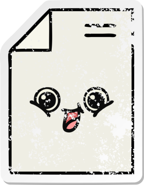 Bir insan tarafından çizilmiş sevimli bir karikatür kağıdının sıkıntılı çıkartması.