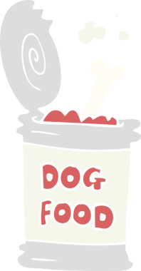 Bir insan tarafından çizilmiş köpek mamasının düz renk çizimi