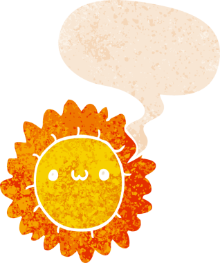 Bir insan tarafından çizilmiş grunge dertli retro biçimli konuşma baloncuklu karikatür çiçeği