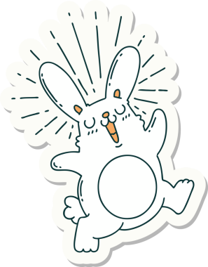 Bir insan tarafından çizilmiş zıplayan tavşan dövmesi çıkartması.