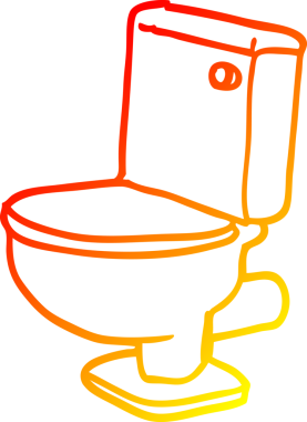 Bir insan tarafından çizilmiş altın bir tuvaletin sıcak çizgi çizimi