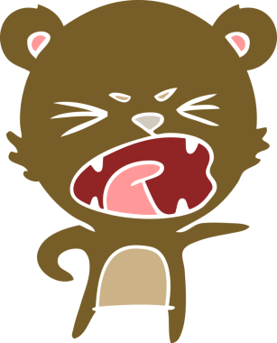 kızgın düz renkli çizgi film ayısı bir insan tarafından çizilmiş.