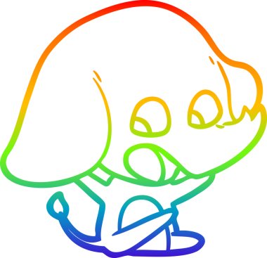 Gökkuşağı gradyan çizgisi bir insan tarafından çizilmiş şirin bir fil çizimi