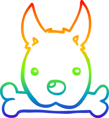 gökkuşağı gradyan çizgi çizimi bir insan tarafından çizilmiş kemikli bir köpek