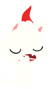 Bir insanın çizdiği Noel Baba şapkasının çizdiği düz renk çizimi.