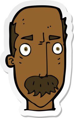 Çizgi film çıkartması. Bir insan tarafından çizilmiş yaşlı bir adam.