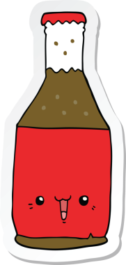 Bir insan tarafından çizilmiş karikatür bira şişesinin etiketi.