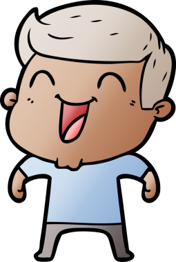 Bir insan tarafından çizilmiş gülen çizgi film adamı.