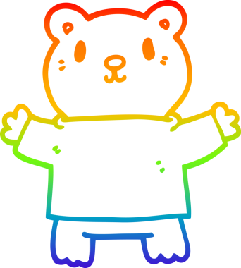 gökkuşağı gradyan çizgi çizimi bir insan tarafından çizilmiş oyuncak ayı