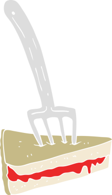 Bir insan tarafından çizilmiş çatallı kekin düz renk çizimi