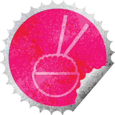 Pirinç kase dairesel kabuk soyma etiketi bir insan tarafından çizilmiş.