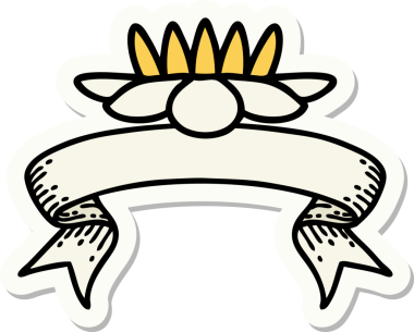 Bir insan tarafından çizilmiş nilüfer çiçeğinin pankartlı dövme stili.