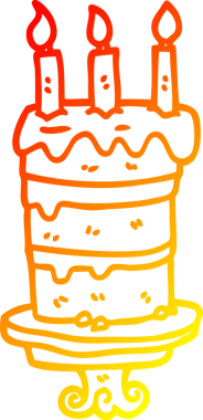 Bir insan tarafından çizilmiş bir doğum günü pastasının sıcak gradyan çizimi