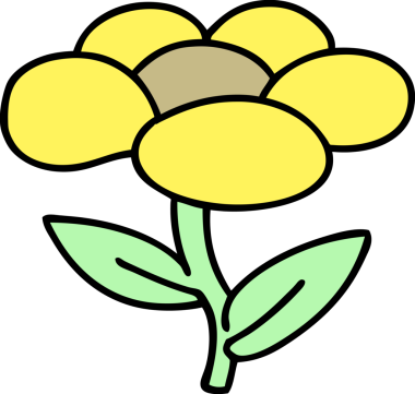 Bir insan tarafından çizilen tek bir çiçeğin karikatürü