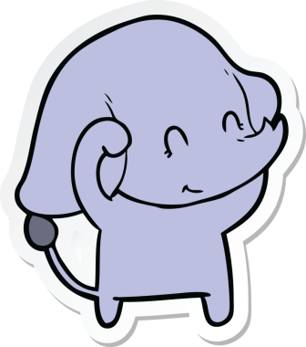 Bir insan tarafından çizilmiş şirin bir fil çıkartması.