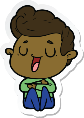 Bir insan tarafından çizilmiş mutlu bir çizgi film karakterinin çıkartması.