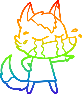 Gökkuşağı gradyan çizgi çizimi bir insan tarafından çizilmiş ağlayan bir kurt.