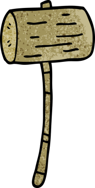 Bir insan tarafından çizilmiş tahta tokmak karikatürü.