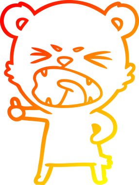 Bir insan tarafından çizilmiş kızgın bir çizgi film ayısının sıcak çizgi çizimi