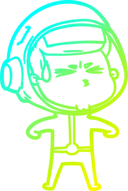 Bir insan tarafından çizilen soğuk gradyan çizgi çizimi stresli astronot