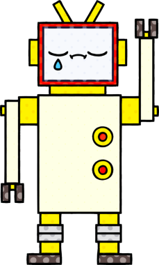 bir insan tarafından çizilmiş bir robotun çizgi roman tarzı