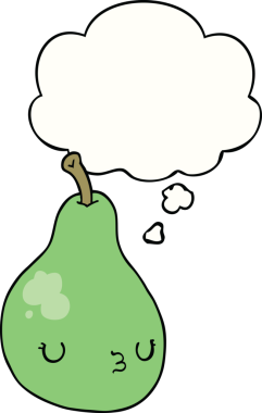 Bir insan tarafından çizilmiş düşünce baloncuklu armut.