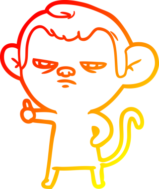 Bir insan tarafından çizilmiş kızgın bir maymunun sıcak çizgi çizimi