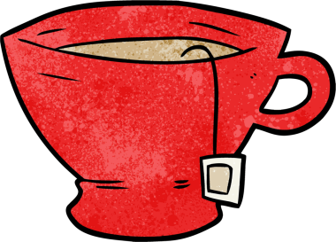 Bir insan tarafından çizilmiş bir fincan çay.