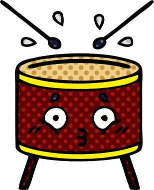 bir insan tarafından çizilmiş bir davul karikatürü.