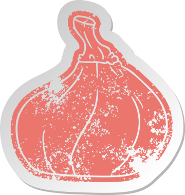 Bir insan tarafından çizilmiş kabağın sıkıntılı, eski çizgi film çıkartması.