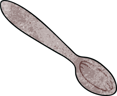 Bir insan tarafından çizilmiş tuhaf bir çizgi film kaşığı.