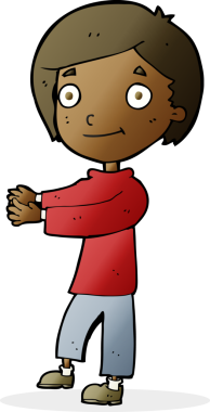 Bir insan tarafından çizilmiş mutlu çocuk çizgi filmi.