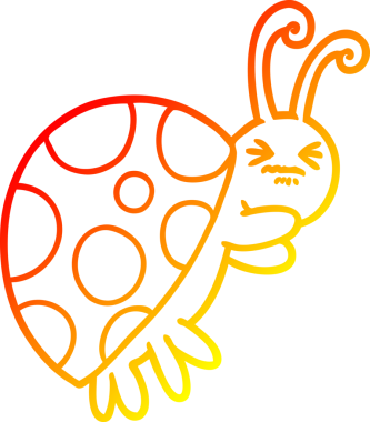 Bir insan tarafından çizilmiş bir uğur böceğinin sıcak çizgi çizimi