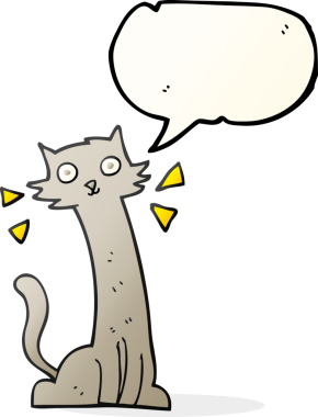 Bir insan tarafından çizilmiş serbest konuşma balonu çizgi film kedisi