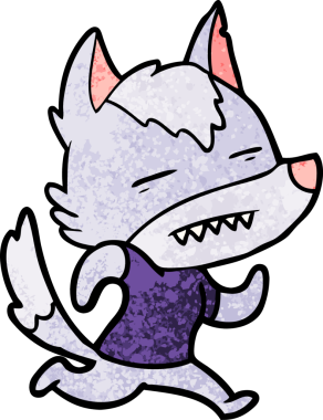 Bir insan tarafından çizilen dişleri gösteren bir kurt çizgi filmi.