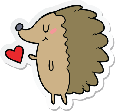 Bir insan tarafından çizilmiş şirin bir kirpi çıkartması.