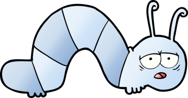 Bir insan tarafından çizilmiş yorgun bir tırtıl.