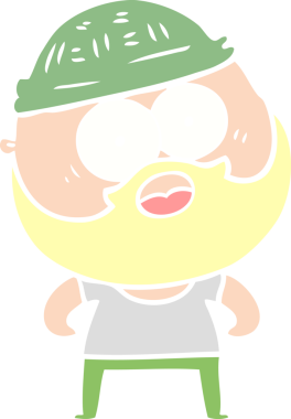 Düz renkli çizgi film sakallı adam bir insan tarafından çizilmiş.