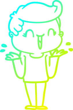 Bir insan tarafından çizilmiş gülen bir çizgi film karakteri çizimi.