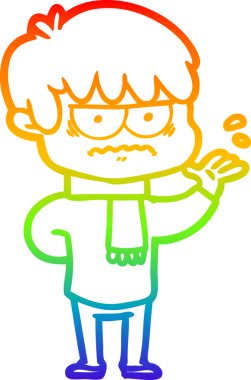 Gökkuşağı gradyan çizgi çizimi Bir insan tarafından çizilmiş bir çizgi film çocuğu