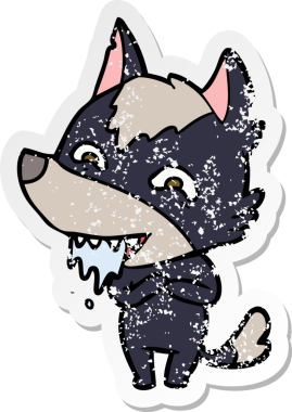 Bir insan tarafından çizilmiş aç bir kurdun sıkıntılı çıkartması.