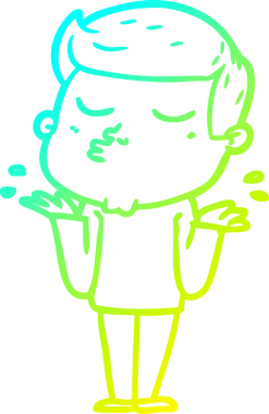 Çizgi film mankeni bir adamın insan tarafından çizilmiş soğuk gradyan çizimi.