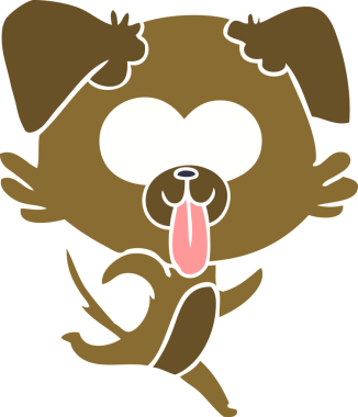 Düz renkli çizgi film köpeğinin dili bir insan tarafından çizilmiş.