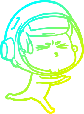 Bir insan tarafından çizilen soğuk gradyan çizgi çizimi stresli astronot