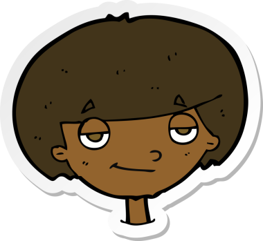 Bir insan tarafından çizilmiş kendini beğenmiş bir çocuğun çıkartması.