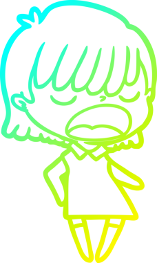 Bir insan tarafından yüksek sesle çizilmiş bir karikatür kadın çizimi.