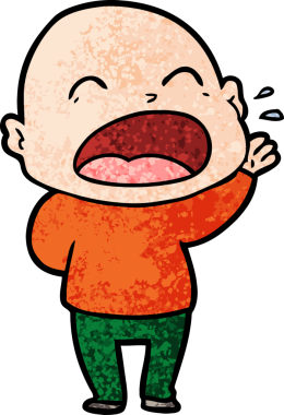 Bir insan tarafından çizilmiş kel adam diye bağıran çizgi film.