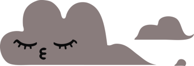 Bir insan tarafından çizilmiş bir fırtına bulutunun düz renkli retro karikatürü