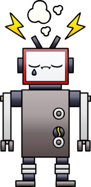 Bir insan tarafından çizilmiş bir robotun gölgelenmiş çizimi